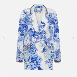 Camilla Blue and White Double Breasted Soft Jacket